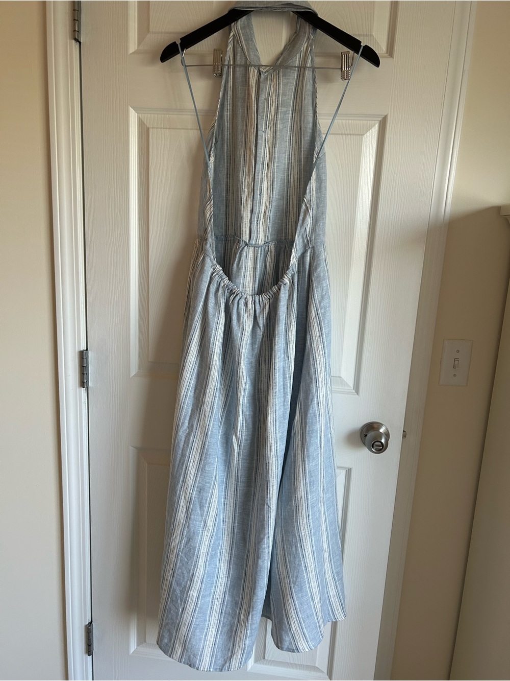 Reformation Blue & White Striped Backless Halter Maxi Dress - Picture 6 of 11